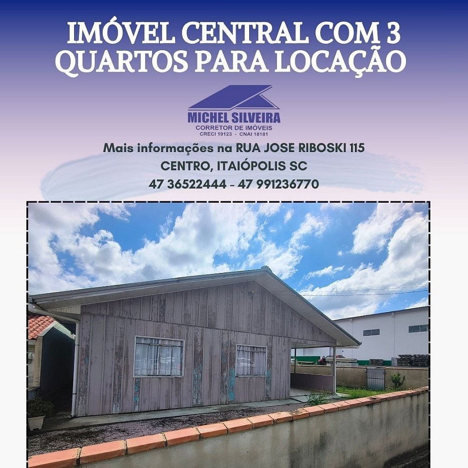 Casa ao lado da agricol 3 quartos 1300.00